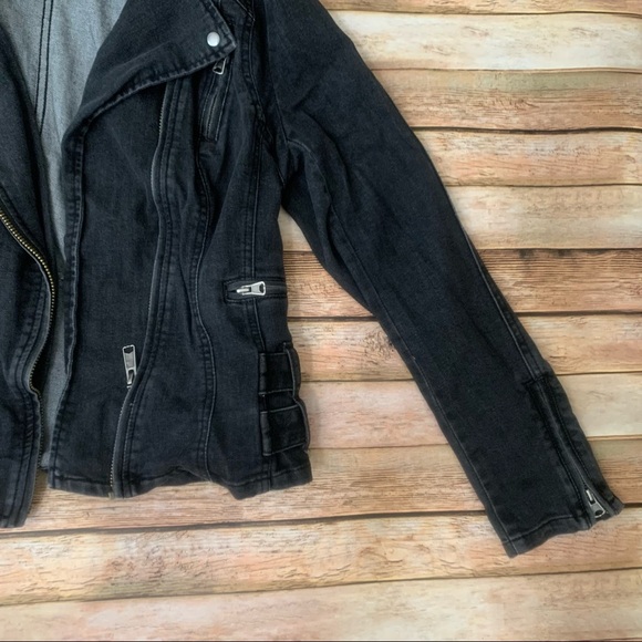 Free People black Denim biker jacket - Picture 8 of 9